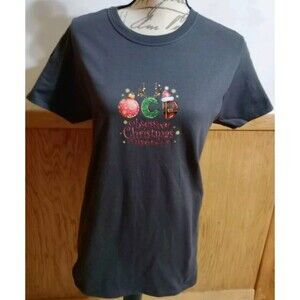 Christmas Handmade  Gray SS Funny Graphic T-Shirt Womens Sz S New Top Tee Gift